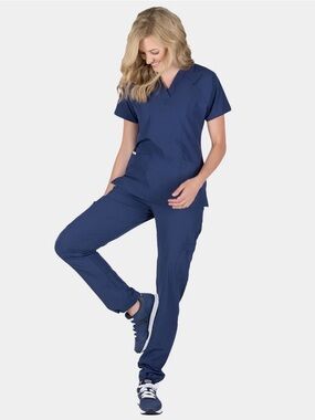 Blue Sky Navy Blue Peyton 7-Pocket Straight-Leg Cargo Scrub Pants